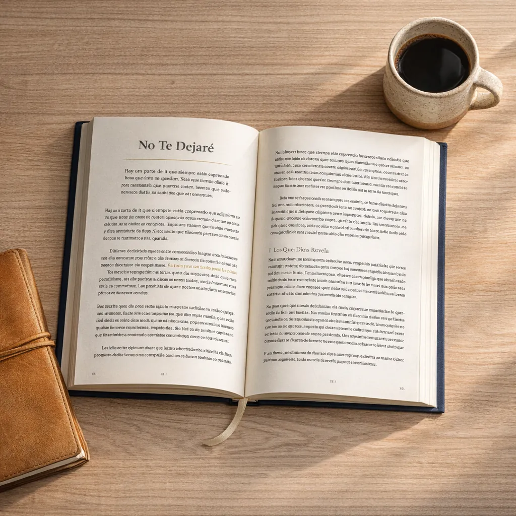 Libro No Te Suelto abierto junto a una taza de caf&eacute;